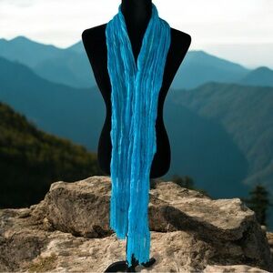 💖 Elegant Blue Pleated Fringe Scarf 💖